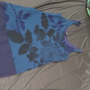 Express Blue and Black Floral Dress